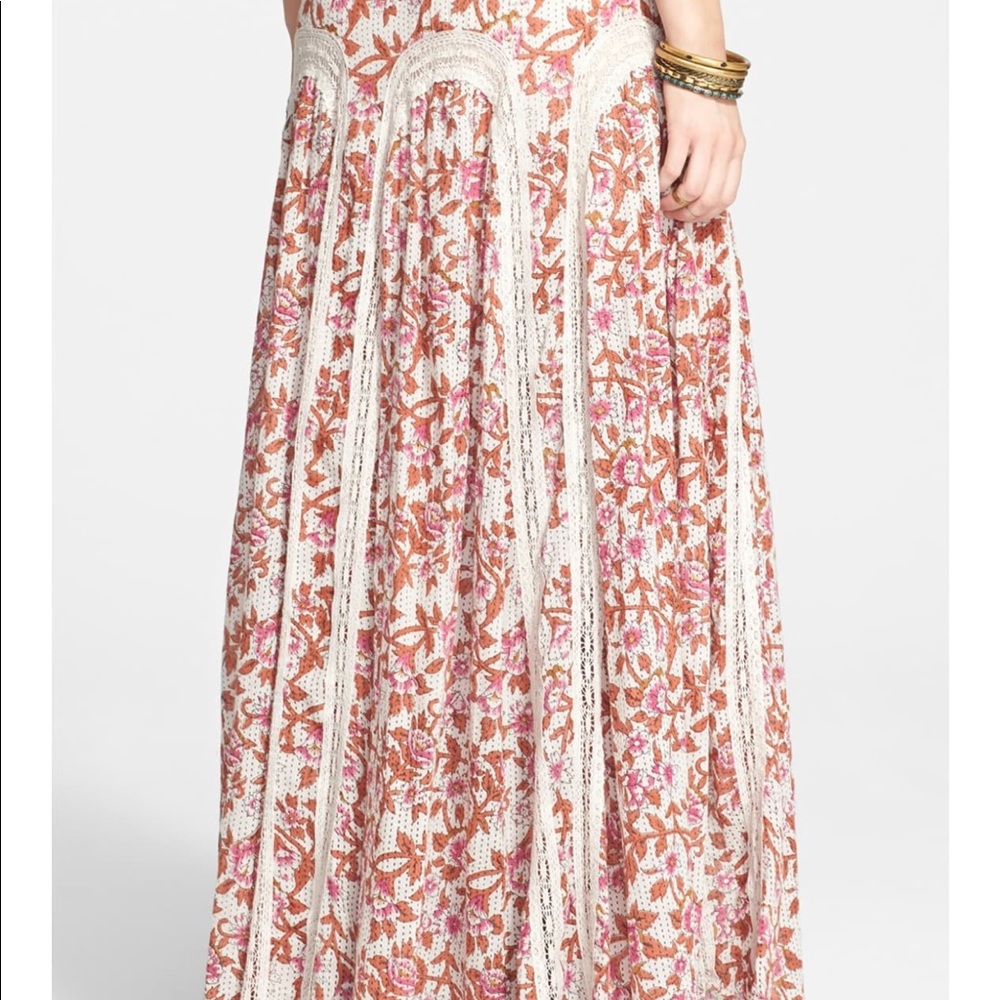 Free People “Zoe” Maxi Skirt in Misty Combo